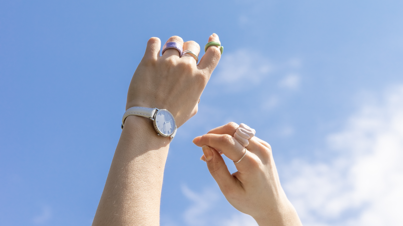 Women wrist with solar watch